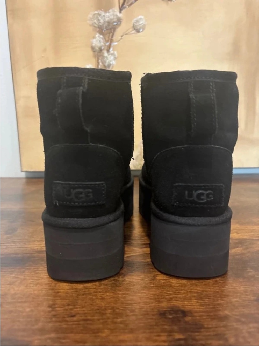 UGG Short Ankle Booties in Black Suede